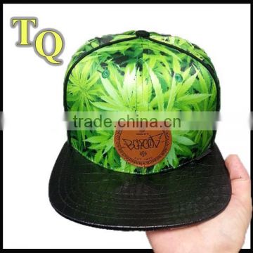 logo leather patch leaves sublimation printing back label snapback hats