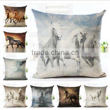 Woven Linen Horses Style Cushion Cover Sofa Car Office Home Decorative Pillows Case Horse Pattern Printing