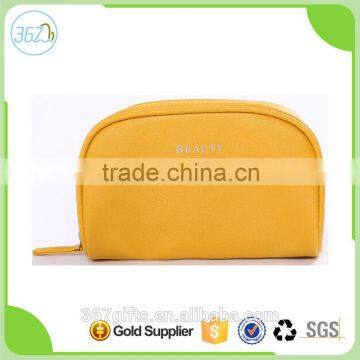 Ladies Cheap Cute Pouch Bag Yellow PU Cosmetic Makeup Bag