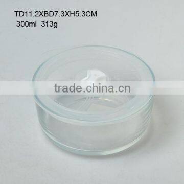 practical high quality food grade 400ml round glass airtight preserving box/storage bowl