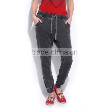 Plain slim fashion women black jean sweatpants, harem pants