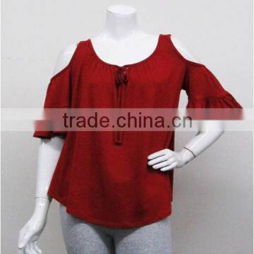 OEM plus size clothing dropshipping Cold shoulder lady tops