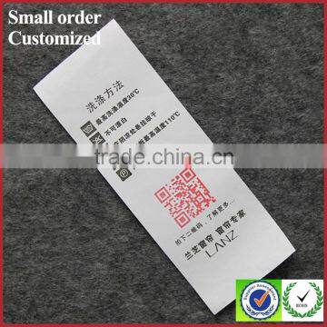 White printing satin label thermal transfer ribbon wash care label