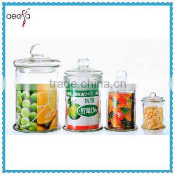 food grade round wholesale big cookie container glass jar with glass lid