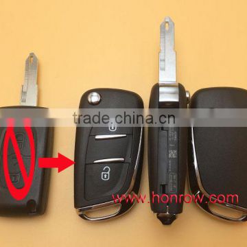 Peugeot 2 button modified flip remote key blank with NE73 206 Blade -- With battery place (No Logo)