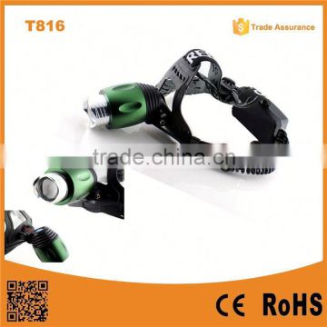 T816 High Power led Headlamp Adjustable Zoom focus camping led headlight