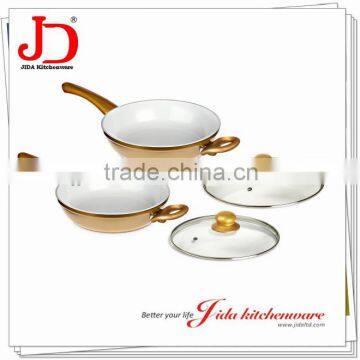 FORGED ALUMINUM SAUTE PAN WITH LID WITH CERAMIC NON-STICK COATING AND INDUCTION BASE