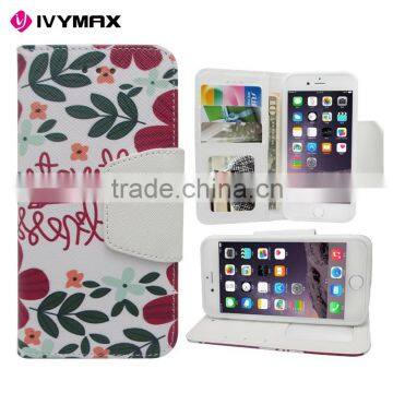 Wholesale stand wallet card case PU leather flip cover for iphone 6