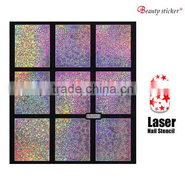 Latest high quality gold nail art stickers hollow nail stencil laser nail vinyls                        
                                                                                Supplier's Choice