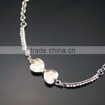 High-end Custom Crystal Heart Charm&Stainless Steel Chain String Bracelet