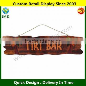 Hand Carved `Tiki Bar` Sign with Palm Trees YM1-796