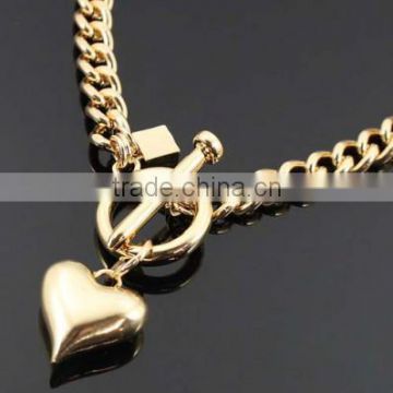 HEART CHARM FASHION TOGGLE LINK NECKLACE