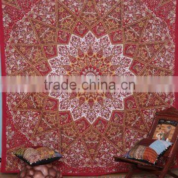 Red Mandala Tapestry Cotton Indian Tapestries Bohemian Wall Hanging Home Decor Beach Throw Bed Sheet Tapestry Indian Tapestries