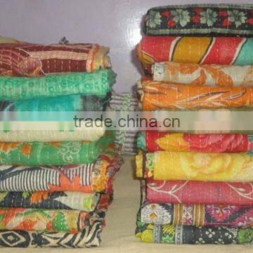 Throw Kantha Quilt Handmade Reversible Quilt Vintage Gudari Ralli Hand Stitched Kanth Recycled Sari Blanket photo-3