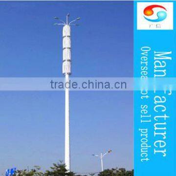 hot dip galvanization monopole tower with fiberglass antenna cover/steel telecommunication tower