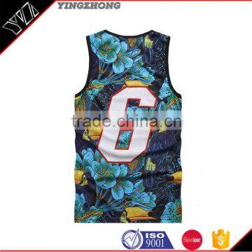 2016 new arrival Sublimation printing Super stretch cotton men's plus size 4xl tight vest white vest for men