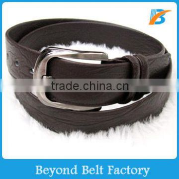 Beyond Mens Embossed Pattern Full Grain Genuine Leather Dress Belt with Polished Pin Buckle