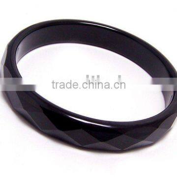 58mm black agate faceted semi precious stone bangle