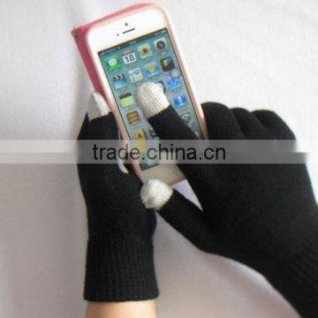 black knitted touch gloves