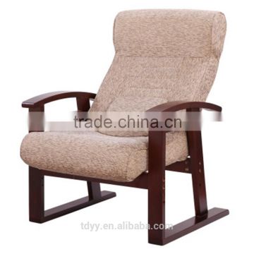 TDX-608 QVB HANGZHOU JIANDE TONGDA LINEN FABRIC SEAT AND BIRCH WOOD FARAME recliner chair