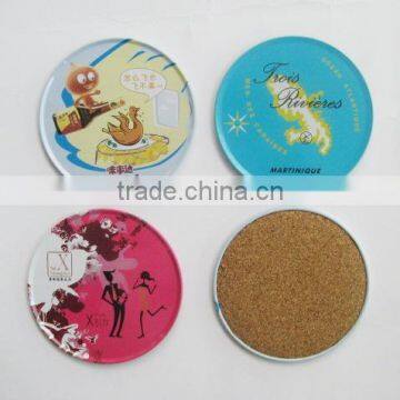 Hot sale cork tinplate coaster / metal coaster / cheap tin cup mat