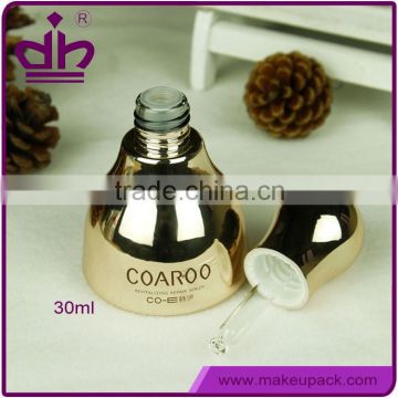 Electroplating 30ml dropper hair oil bottles glass