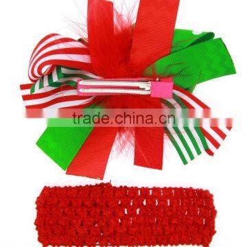 Christmas Style Woven Crochet Elastic Band With Feather Clips Floral Headband Girls Hair Jewelry Photo Prop Craft photo-2
