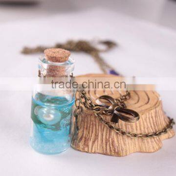 2016 New Arrival !!! Glass Ball Jewelry Vintage Style Sea Shell in Tube Glass Wish Vial Glass Bottle Necklace photo-5