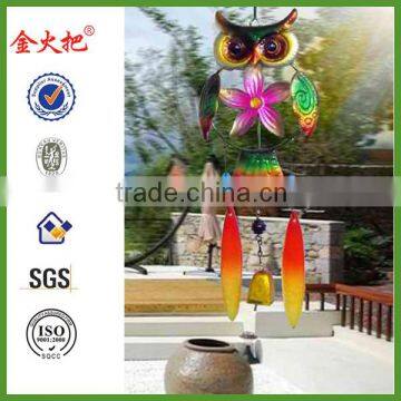 Garden decor fusing glass owl windbell