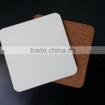 China manufacturer 9x9cm square sublimation mdf cork coaster