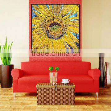 JY-JH-S02 handmade decorative mosaic sunflower glass mural wall art paintings