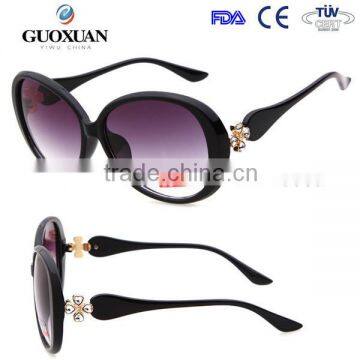 2015 new products on china market fashion high quality shade big round lens metal hinge has flower sunglasses