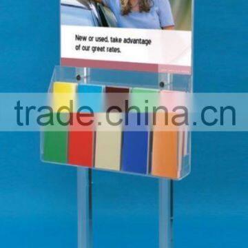 Acrylic Clear Poster Floor Display Stand with Pocket & Wheel (OS-F-090)