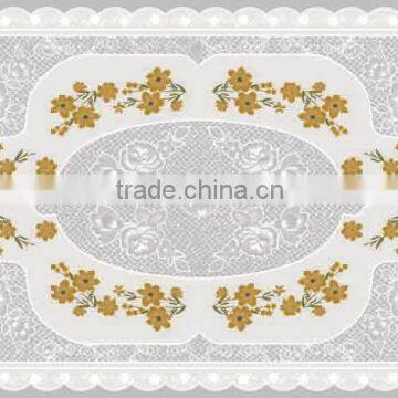 2015 Newest transparent printed all-in-one floral plastic tablecloth piece/roll