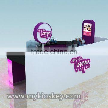Customized 3m by 3m Purple Color Mall Food Kiosk Bubble Tea Kiosk Design for Sale photo-2