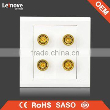 High quality frosted faceplate PC white two gang Audio wall socket