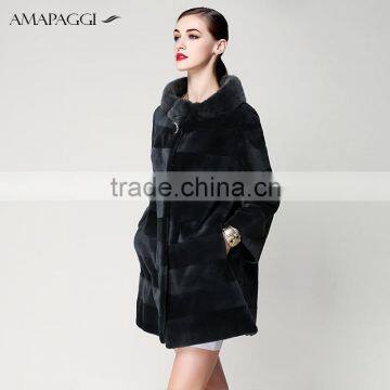 Hot sale real natural cashmere fur coat for winter overcoat