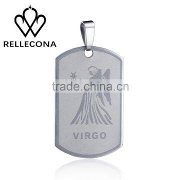 Wholesale stainless steel necklace 12 zodiac pendant necklace horoscopes fashion necklace
