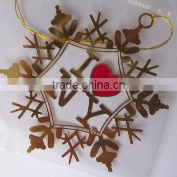 gold snowflake bookmark,promotional bookmarker