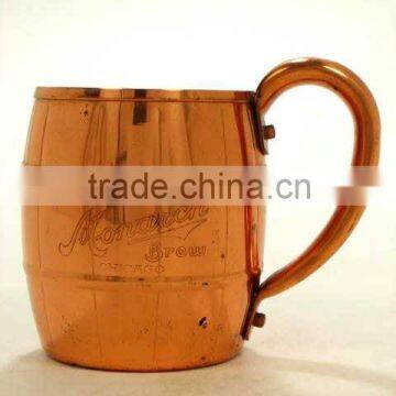 COPPER CUP SHAPE MUG 16 Oz. SMOOTH WITH COPPER QUESTION SHAPE HANDLE