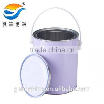 4L Piant bucket,Tin container with handle and lid, Round Tinplate can for paint