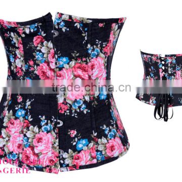 2015 newest cheap print flower waist training corsets for women