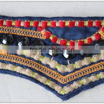 Customized Embroidery Ladies Garment Collar, Black Acrylic Beaded Necklace, Colourful Embroidery Collar for Garment photo-6