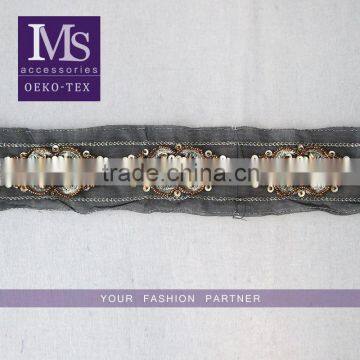 High quality embroidery gold thread Garments accessories decorative Beaded trim