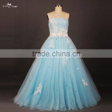 RSE658 Ball Gown Girl Dresses Blue Long Puffy Prom Dresses 2016