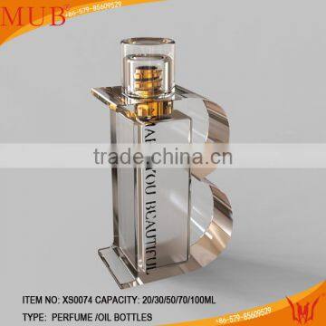 20/30/50/100ml unique shaped glass bottles, letter shaped bottles