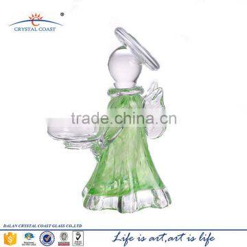 6.3''H vintage solid crystal christmas angel candle holder