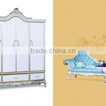 Bisini Royal Wardrobe Furniture, Luxury 3 Door Solid Wood Wardrobe Bedroom Furniture, White Bedroom Wardrobe photo-4