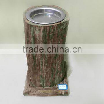 Antique Decorative Wooden Candle Holder With Metal Platelet photo-2