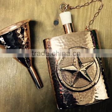 Pure Copper Whiskey Bottle | Hip Flask Pocket Bottle | Copper Hammered Wine Flask Bottle